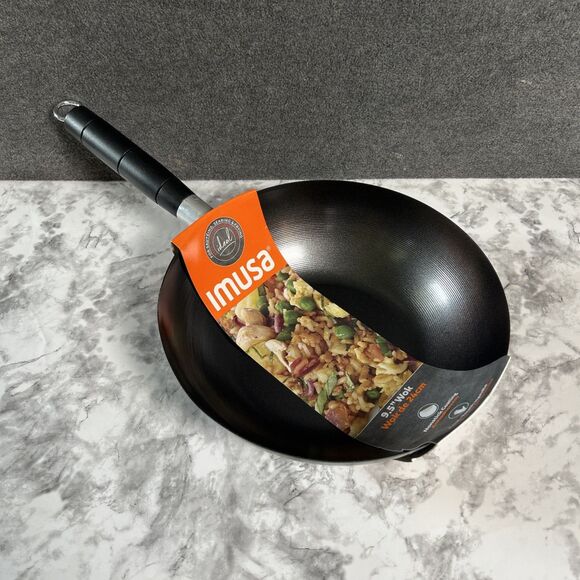 Imusa Wok Frying Saute Pan 9.5" Non-Stick Skillet Cooking Fry Coating 3” Depth - Picture 1 of 6